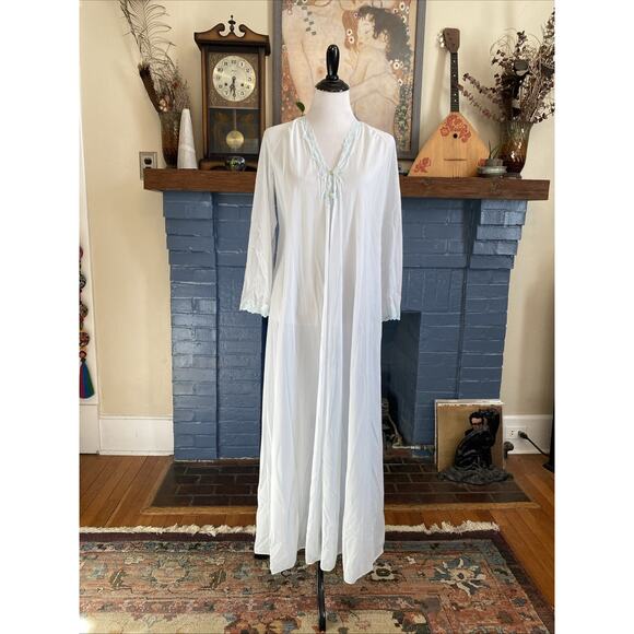 Lorraine Other - VINTAGE Lorraine Light Blue Lace Chemise Robe Sheer Size S Button 1960s MCM